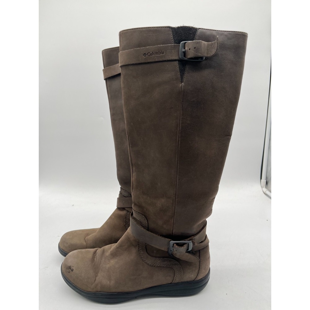 Columbia Brown Leather Suede Waterproof Knee High Pull on Womens boots Size 8